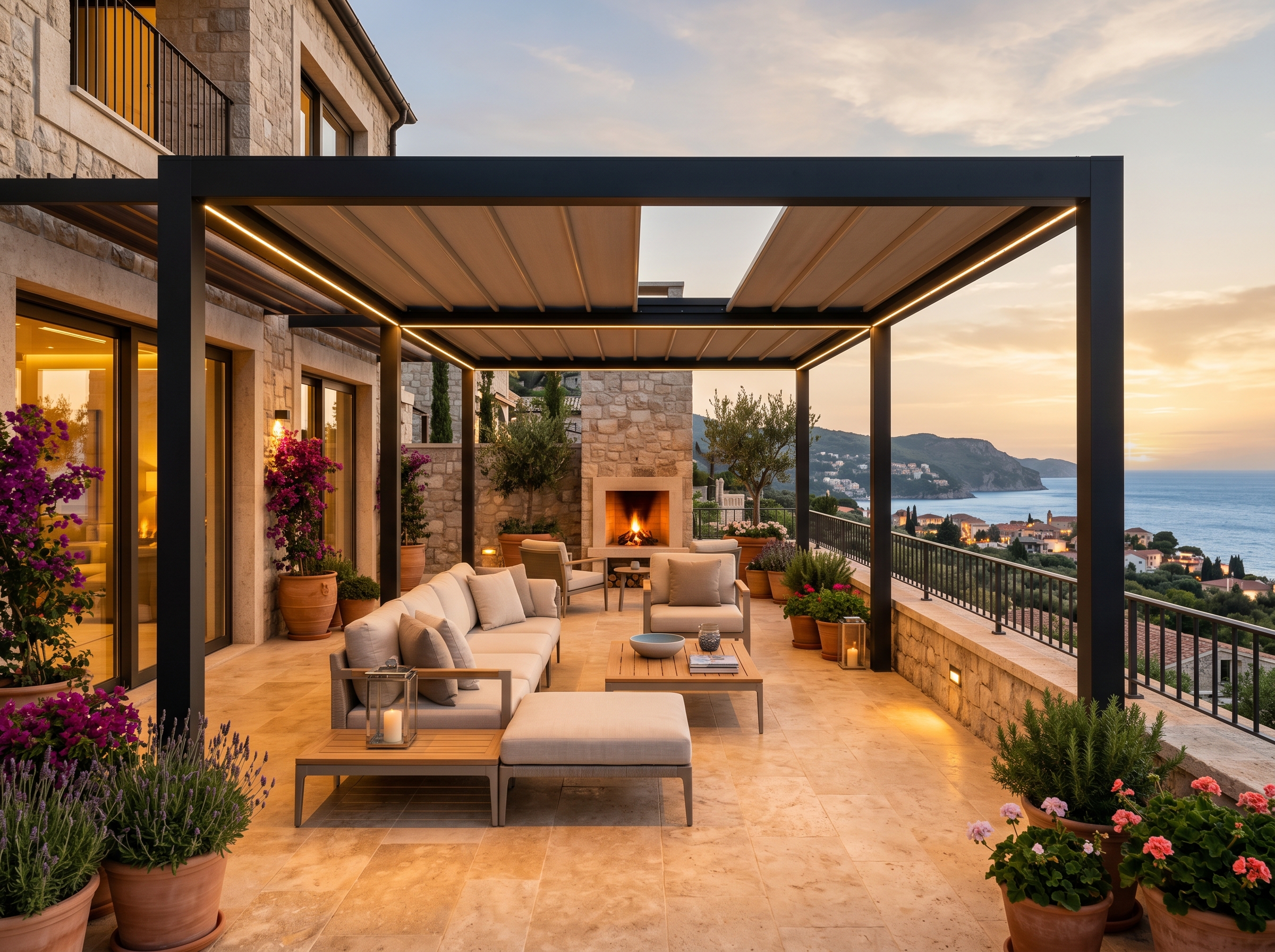 Terraza con pérgola